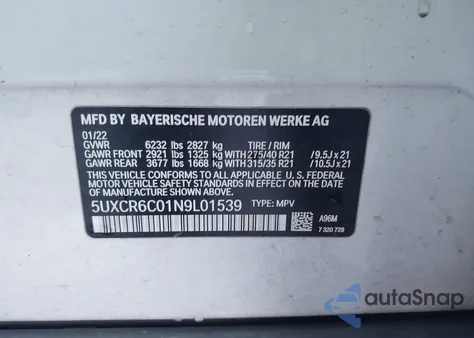 2022 BMW X5 xDrive40I z USA, uszkodzony, nr VIN 5UXCR6C01N9L01539